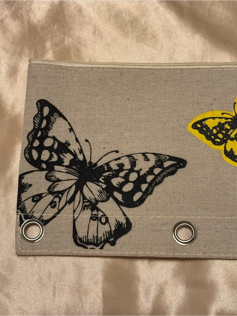 Butterfly Canvas 3 Ring Binder Cottagecore Pouch Pencil Zipper Bag